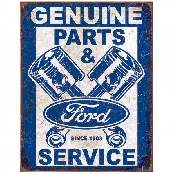 Ford Genuine Parts + Service Metal Sign Reproduction 32cm x 41cm