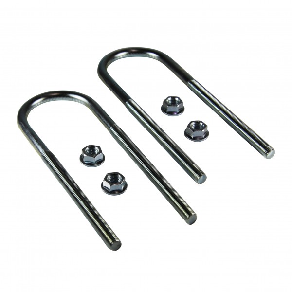 U-Bolts 75mm ID, 14mm thread, 260mm Long with serrated nuts. Set of 2.
