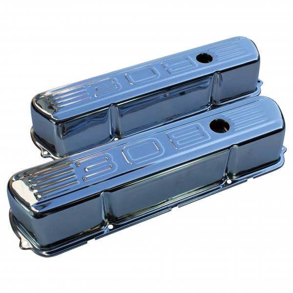 Valve Covers Chrome Holden V8 253-308 Red Blue + Black Motor 308 Logo Baffled-pr
