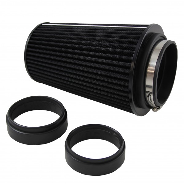 Conical High Flow Air Filter Multi Fit 3"-3.5"-4". 10" Tall All Black