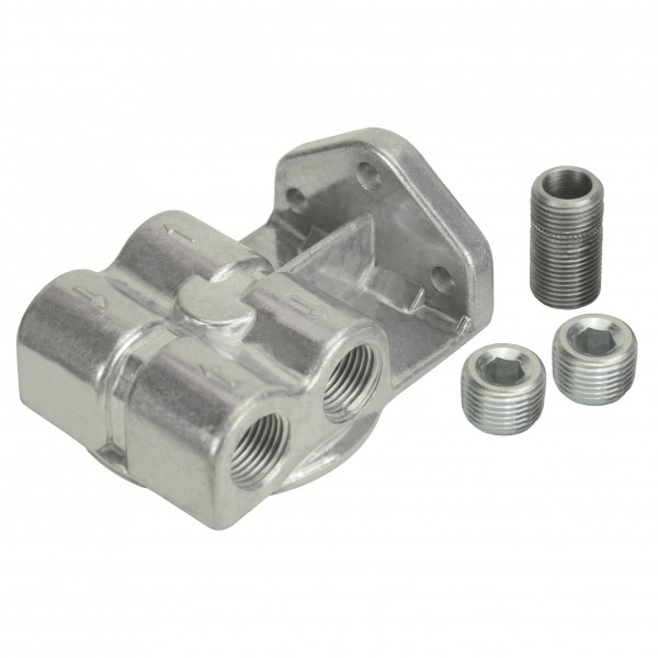 Derale Single Side Ports 1/2" NPT Remote Filter Mount Dual Side Ports 25709