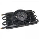 Derale Trans/Power/Fuel Cooler 12v fan 6 Pass 7-5/8"x17-1/2" -6AN Fittings