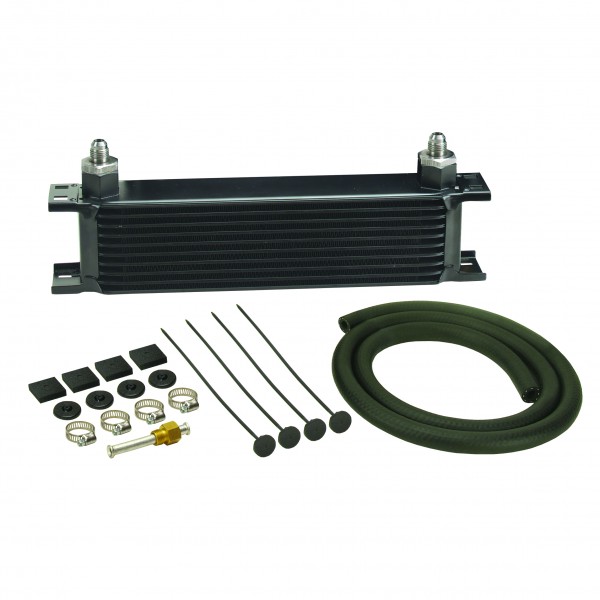 Derale Transmission 10 Row Stacked Plate Cooler Kit -6AN Male Fittings