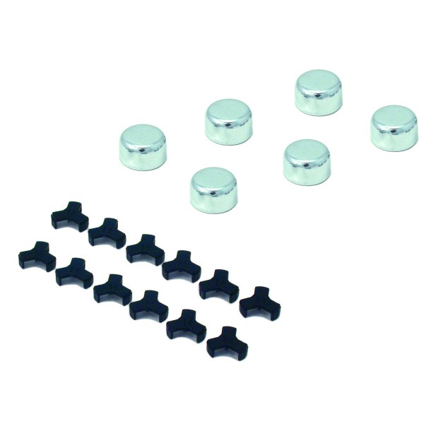 Bolt Cap Covers Chrome with retainers suit 7/16" or 10mm Bolt Heads Set 6