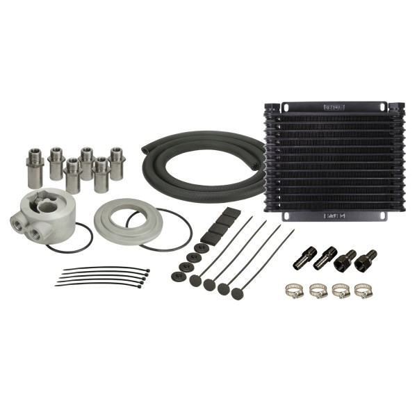 Derale Plate & Fin 13 Row Engine Oil Cooler Kit with Sandwich Adapter