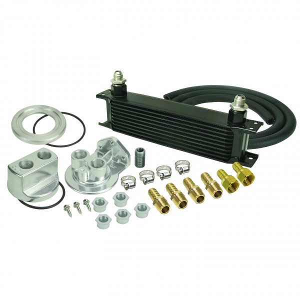 Stack Plate 10 Row Universal Engine Oil Cooler Kit Spin On Adapter