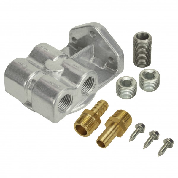Derale Single Side Ports 1/2" NPT Remote Filter Mount Dual Side Ports
