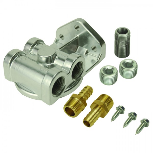 Derale Single Side Ports 1/2" NPT Remote Filter Mount Dual Side Ports