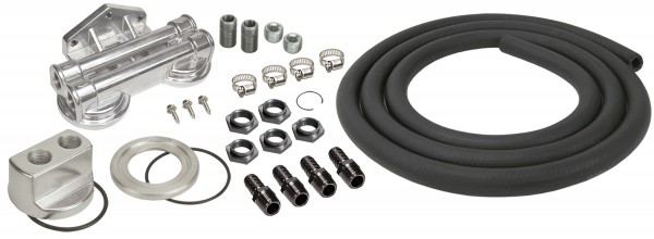 Derale Universal Oil Filter Relocation Kit, Dual Mount 1/2" NPT