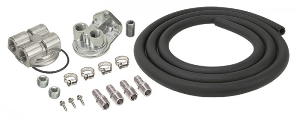 Derale Single Mount Universal Oil Filter Relocation Kit 1/2" NPT Ports Up