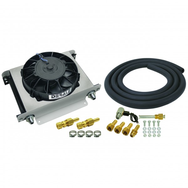 Derale Hyper-Cool Transmission Cooler 25 Row 13"x10"x5-5/8" 8" Fan -8AN