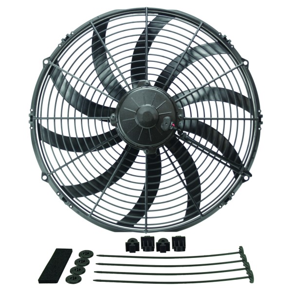 Derale 16" High Output Puller Curved Fan 2024Cfm IP68 Waterproof/Dustrpoof