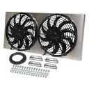 High Output Dual 10'' Electric Radiator Fan + Shroud Kit 24-3/4"x11-1/2"x3-1/4"