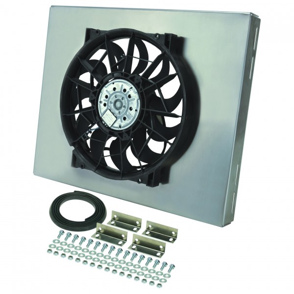 High Output Single 14" Electric Radiator Fan Alum Shroud 20"Wx16-3/8"Hx2-3/4"D