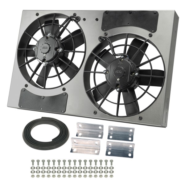 High Output Dual 11" Electric Radiator Fan Alum Shroud Kit-24"W x 15.5"H x 4.5"D