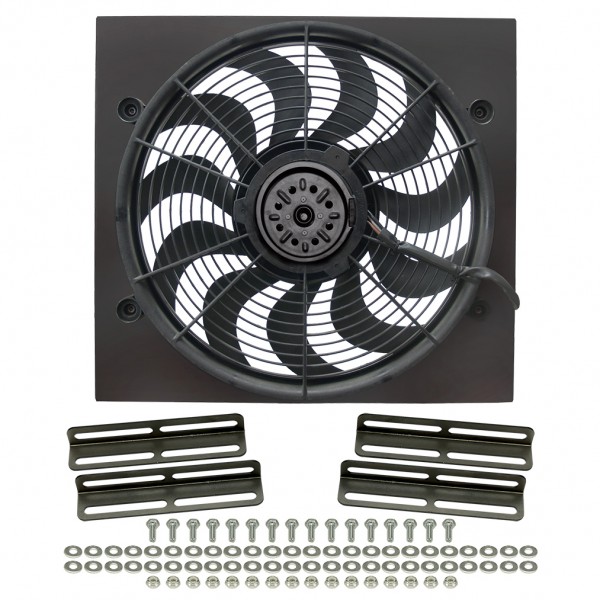 Derale High Output 17" Electric Fan 2400Cfm 2Spd 265w, Black Steel Shroud Kit