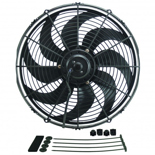 Derale Dyno-Cool 16" Curved Blade Electric Puller (Reversible) Fan 1980cfm
