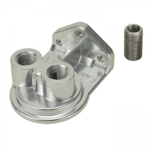 Single Ports Up Remote Filter Mount 3/8"Npt Ports, 3/4"-16 Thread Derale