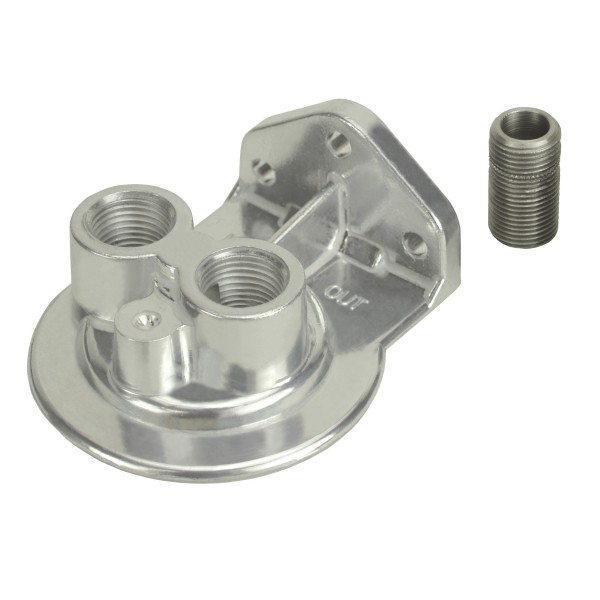 Single Ports Up Remote Filter Mount 1/2"Npt ports, 3/4"-16 Thread Derale