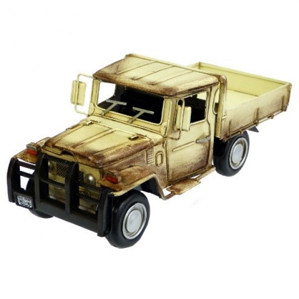 Automobelia Metal Collectable Toyota Land Cruiser Ute Ornament - Cream