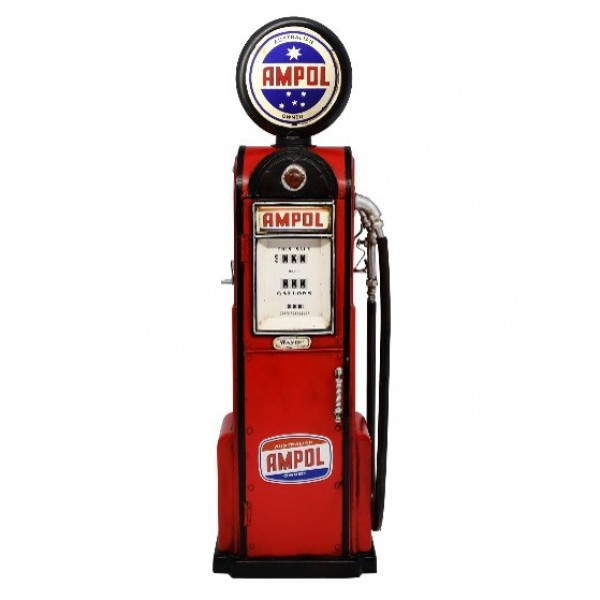 Automobelia Metal Collectable Ampol Petrol Pump Bowser Ornament - Red
