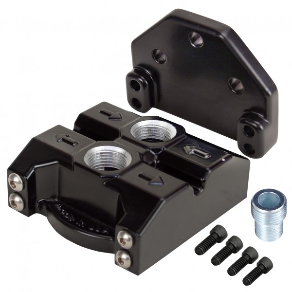 Single Ports Up Remote Filter Mount -10AN-7/8"-14 O-ring ports, 13/16"-16 Thread