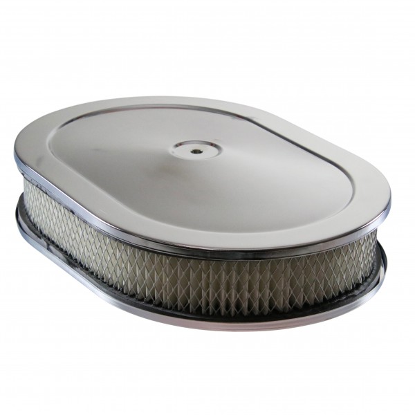 Oval Chrome Steel Air Cleaner 12" x 2" Holley Edelbrock Quadrajet Carter
