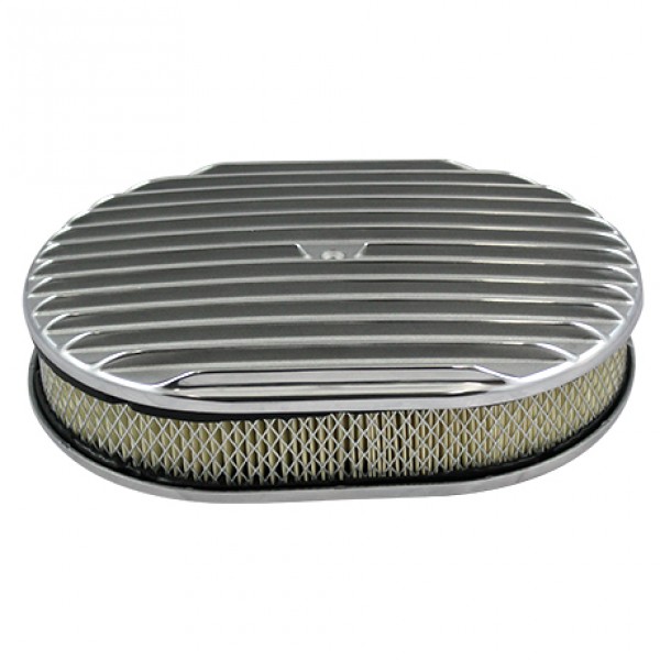 Oval Full Finned Air Cleaner 12" x 2" Holley Edelbrock Quadrajet Carter