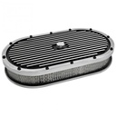 Oval Black Polished Air Cleaner 15" x 2" Finned Holley Edelbrock Quadrajet