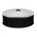 Chrome Air Filter Cleaner 14" x 5"  Holley Edelbrock Recessed Base Black Element