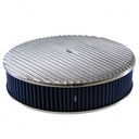 Full Finned Aluminium Air Cleaner 14" x 3" Holley Edelbrock Blue Cotton Filter