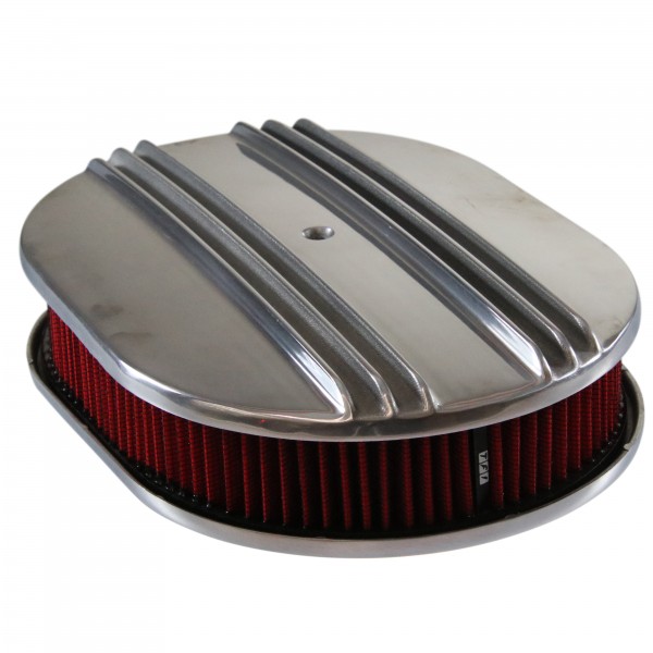 Oval Dual Centre Finned Air Cleaner 12" x 2" Holley Edelbrock Quadrajet Carter