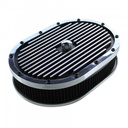 Oval Black Polished Finned Air Cleaner 12" x 2" Holley Edelbrock Quadrajet