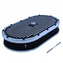 Oval Black Polished Finned Air Cleaner 15" x 2" Holley Edelbrock Quadrajet
