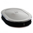 Oval Chrome Steel Air Cleaner 12" x 2" Holley Edelbrock Quadrajet Black Element