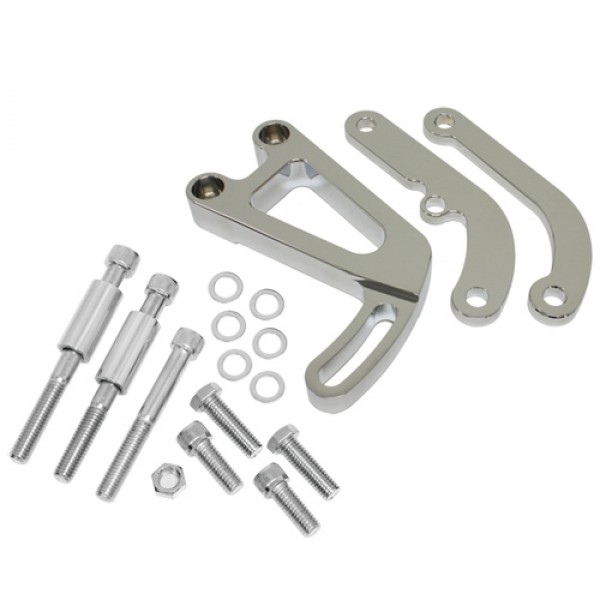 Power Steering Pump Chromed Aluminium Bracket Kit Chevrolet Sm Block Lwp
