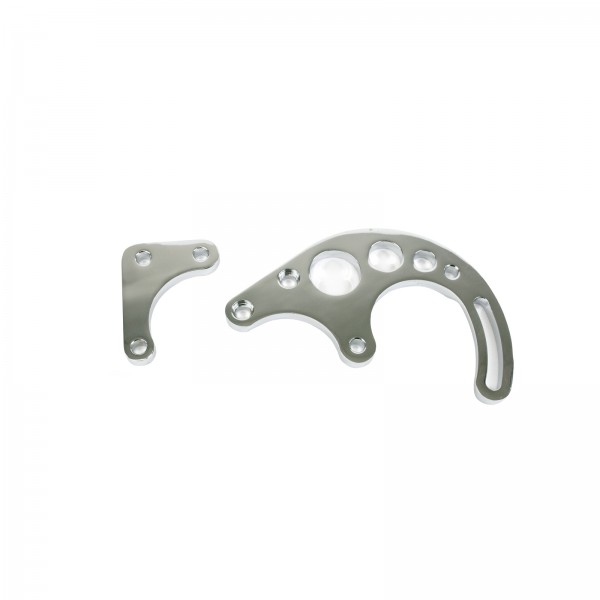 Power Steering Pump Polished Aluminium (2 pce) Bracket Chevrolet Sm Block Lwp