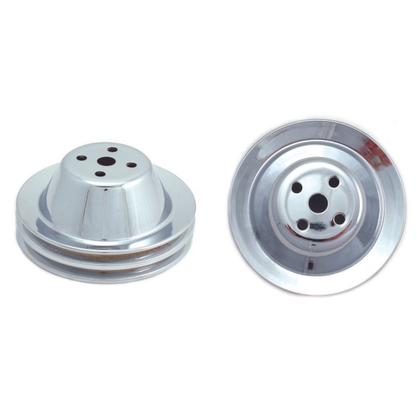 Pulley Upper Double Groove Swp Chromed Steel Small Block Chevrolet 265-400