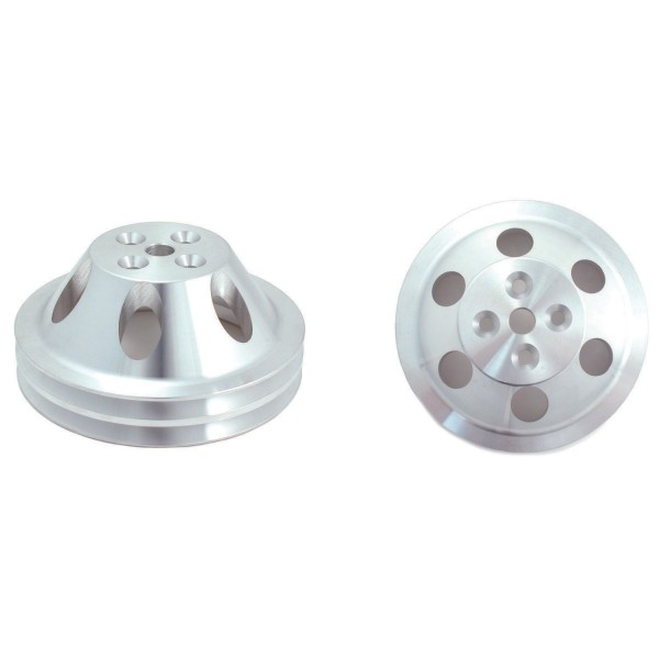 Pulley Upper Double Groove Swp Polished Alloy Small Block Chevrolet 265-400