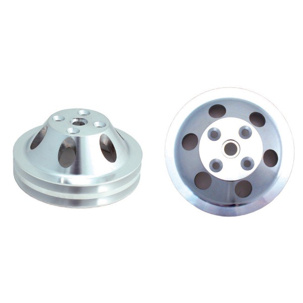 Pulley Water Pump Double Groove Lwp Polished Alloy Small Block Chevrolet 265-400