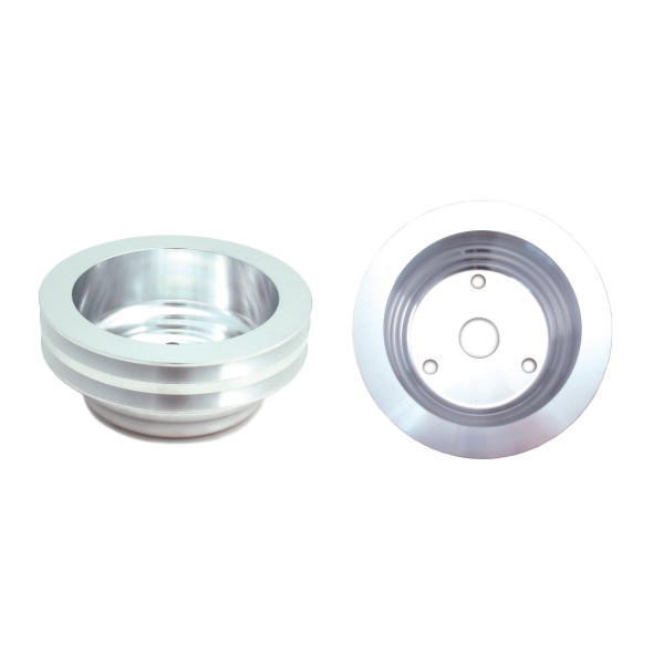 Pulley Crankshaft Double Groove Lwp Polished Alloy Small Block Chevrolet 265-400