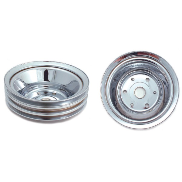 Pulley Crankshaft Triple Groove Lwp Chromed Steel Small Block Chevrolet 265-400