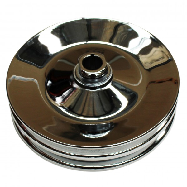 Pulley GM Power Steering Double Groove Chrome Steel 5/8" Shaft 5-3/4" Diam