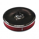 Chrome Air Cleaner 9" Wide x 2" Tall 3-1/16"(80mm) Nikki Carb Red Element