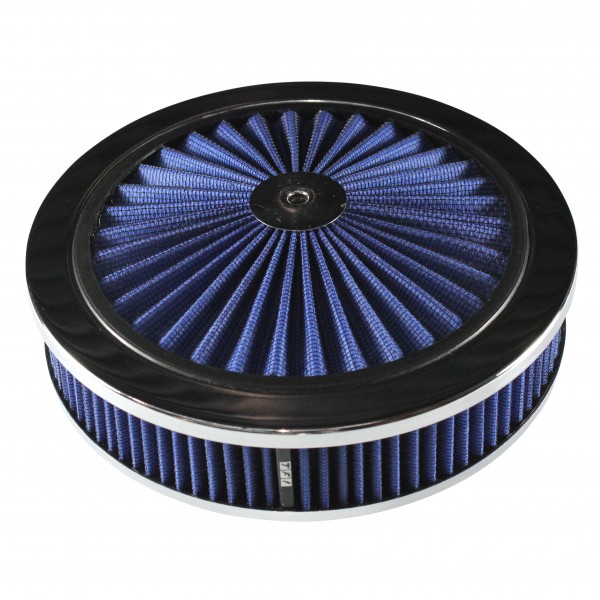 Extraflow Blue Chrome Air Cleaner Filter 9"x 2" Assy fit Holley 5-1/8" Base