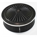 Extraflow Black Chrome Air Cleaner Filter 9" x 3" Assy fit Holley 5-1/8" Base