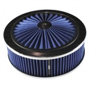 Extraflow Blue Chrome Air Cleaner Filter 9"x 3" Assy fit Holley 5-1/8" Base