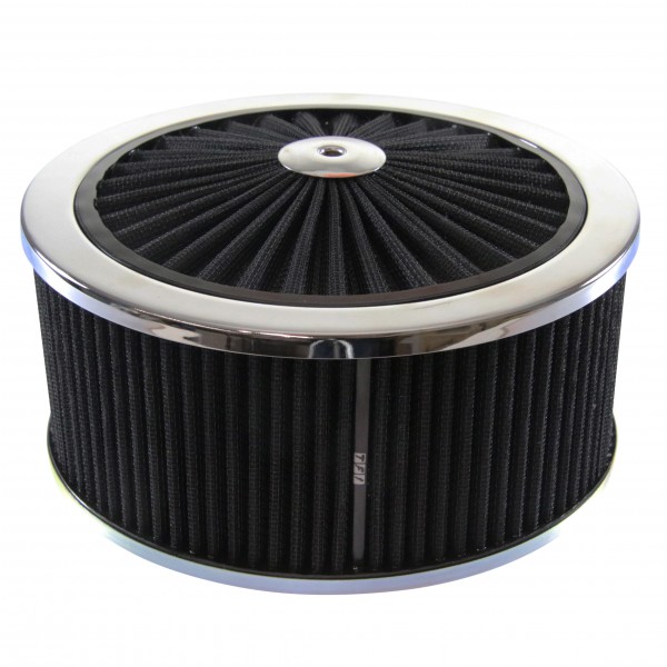 Extraflow Black Chrome Air Cleaner Filter 9" x 4" Assy fit Holley 5-1/8" Base
