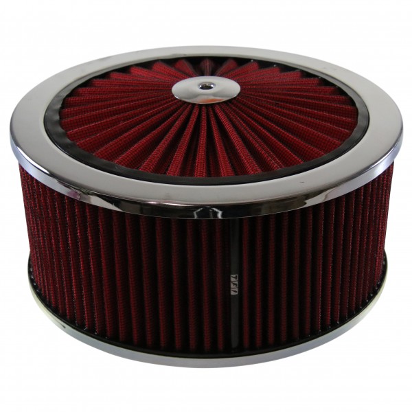 Extraflow Red Chrome Air Cleaner Filter 9"x 4" Assy fit Holley 5-1/8" Base