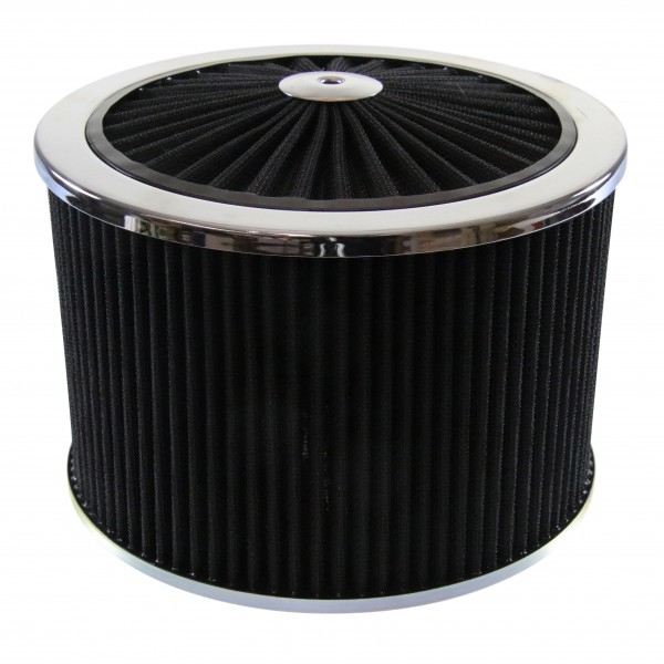 Extraflow Black Chrome Air Cleaner Filter 9" x 6" Assy fit Holley 5-1/8" Base